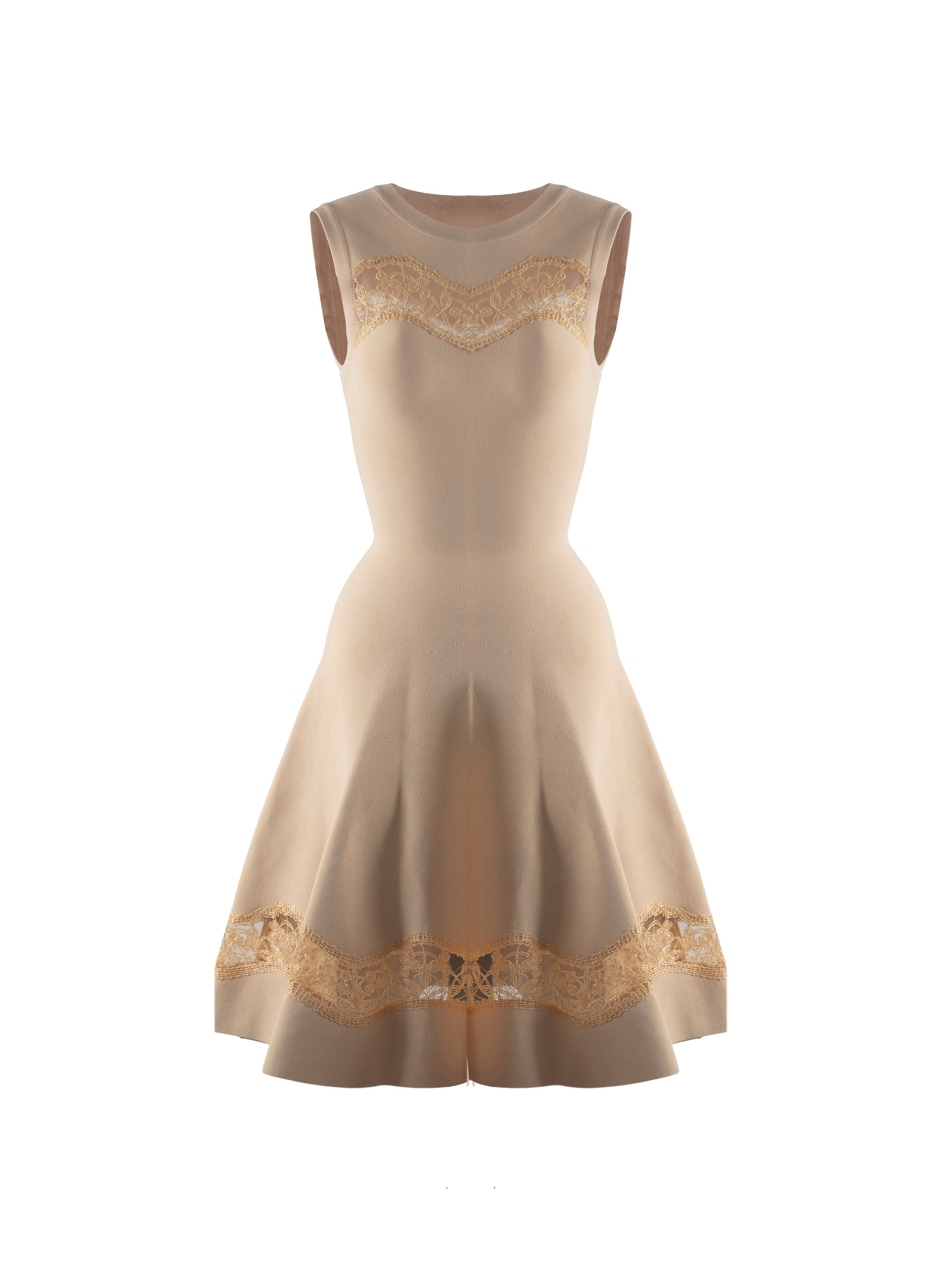 Robe sans manches en dentelle - Beige