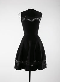 Lace skater dress - Black intense