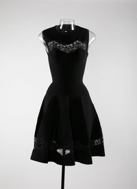 Lace skater dress - Black intense