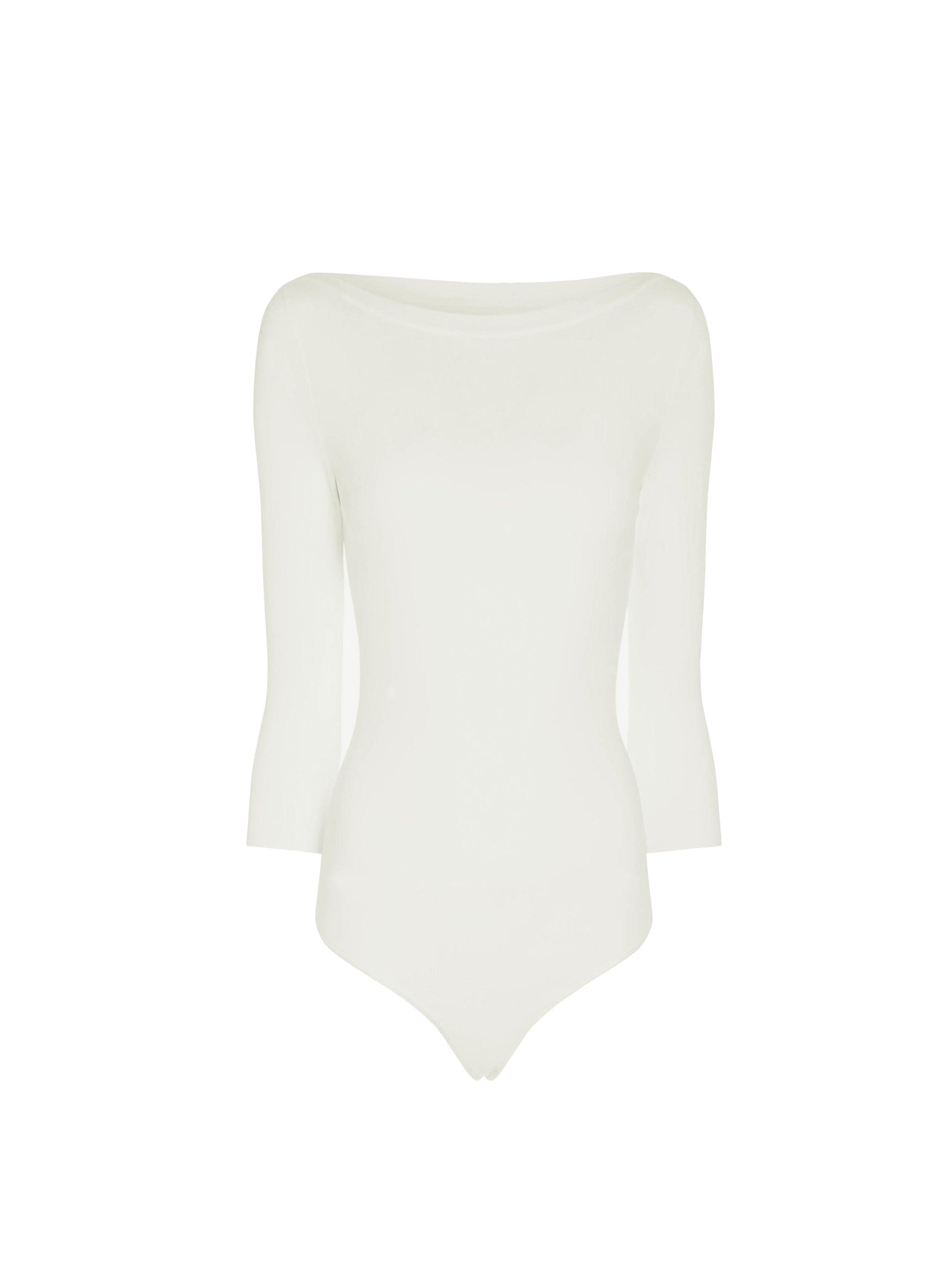 3/4 sleeve bodysuit with boat neck - White iridescent