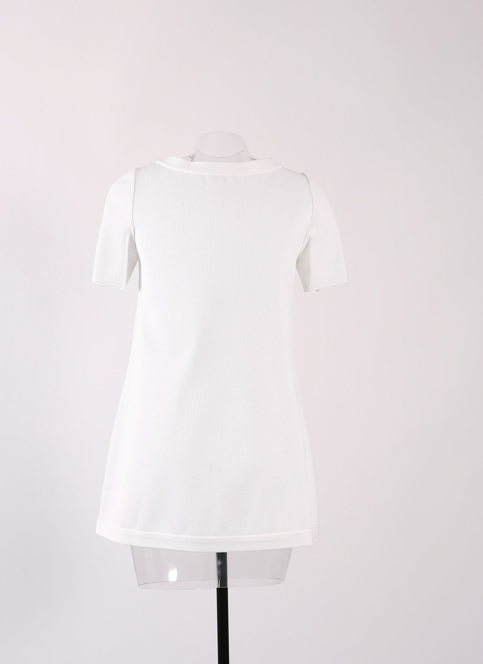 Short-sleeved tunic in raffia - White