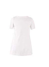 Short-sleeved tunic in raffia - White
