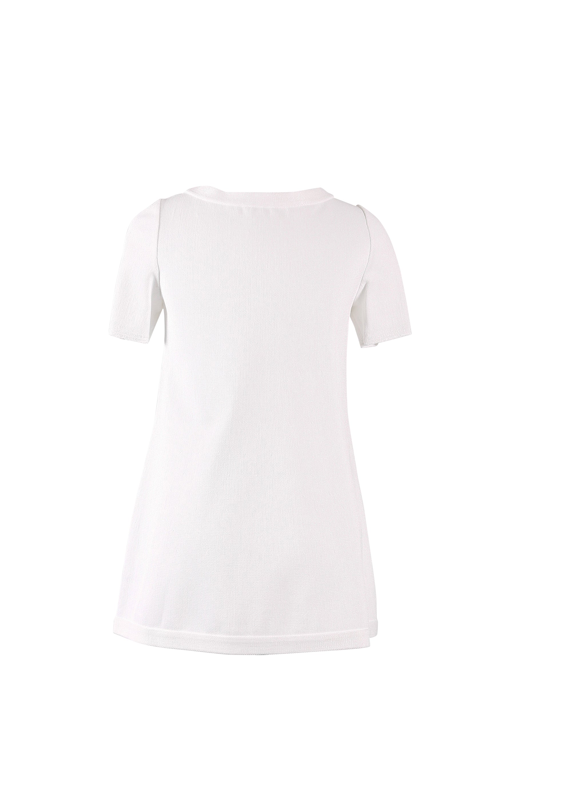 Short-sleeved tunic in raffia - White