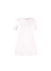 Short-sleeved tunic in raffia - White