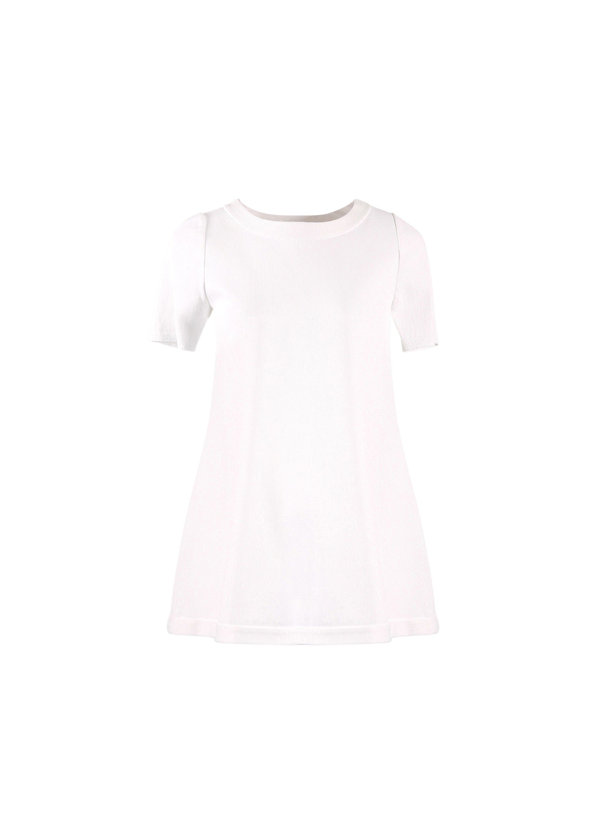 Short-sleeved tunic in raffia - White