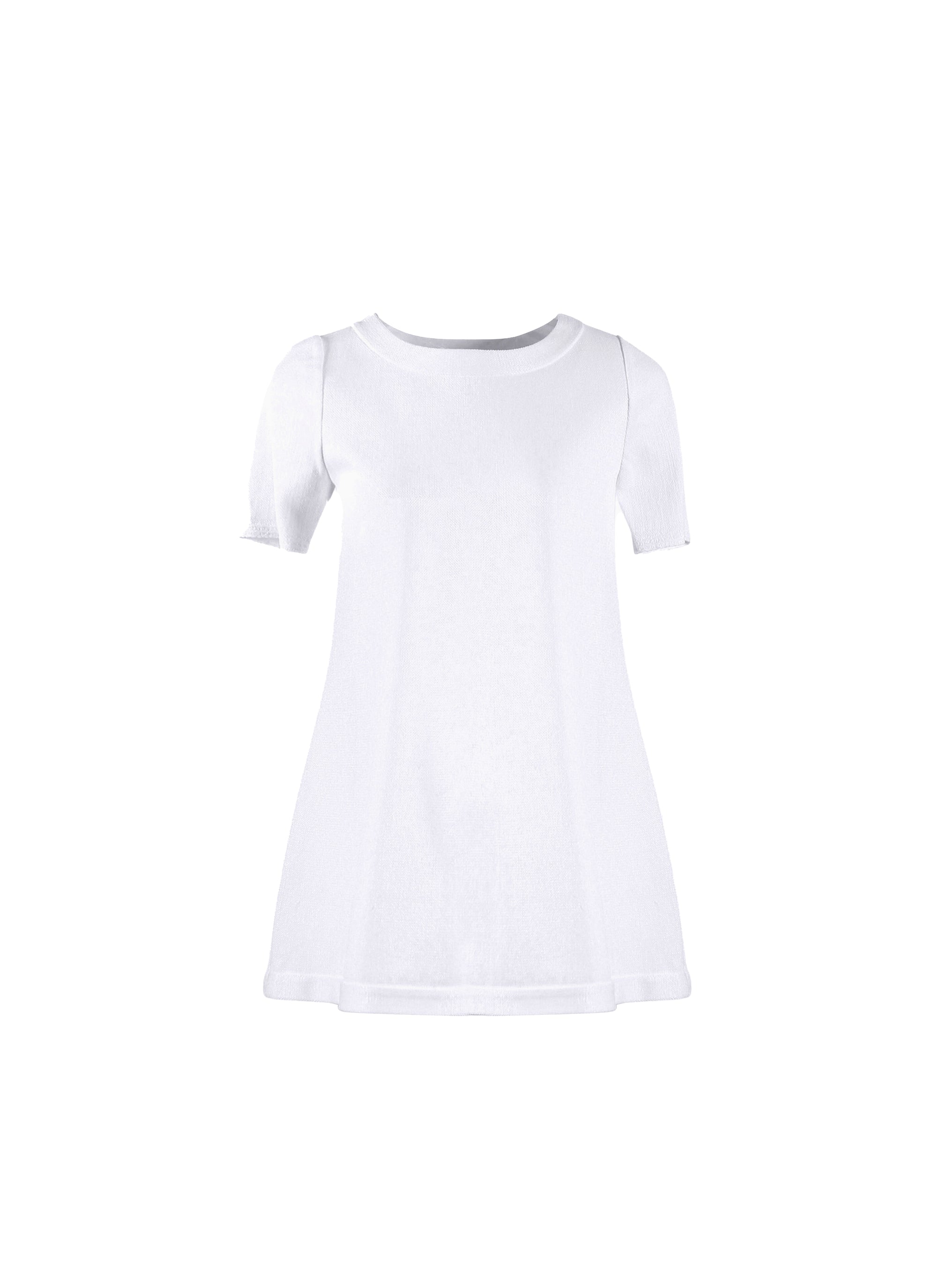 Short-sleeved tunic in raffia - White