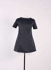 Short-sleeved tunic in raffia - Night