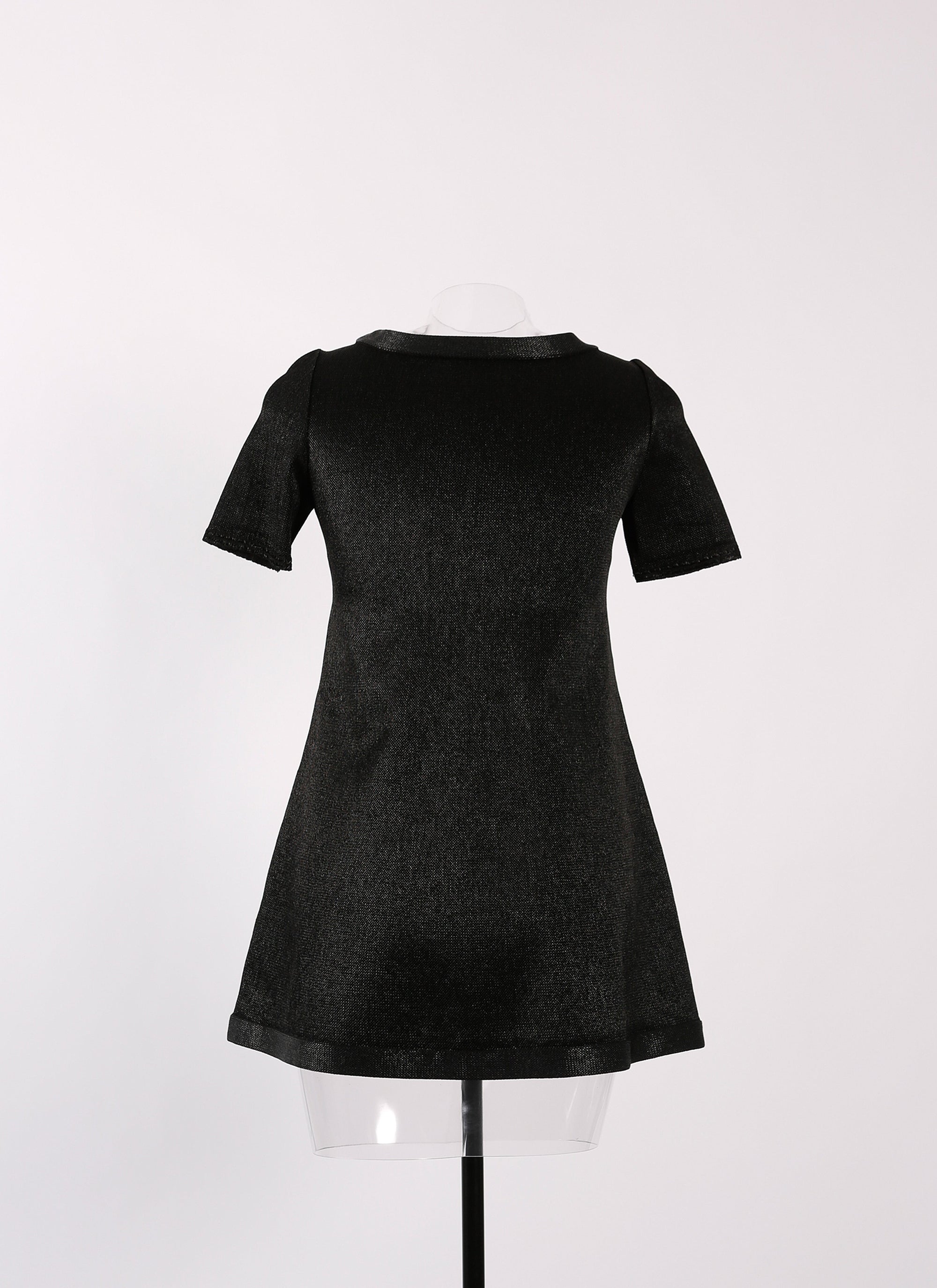 Short-sleeved tunic in raffia - Black intense
