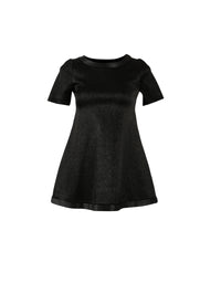 Short-sleeved tunic in raffia - Black intense