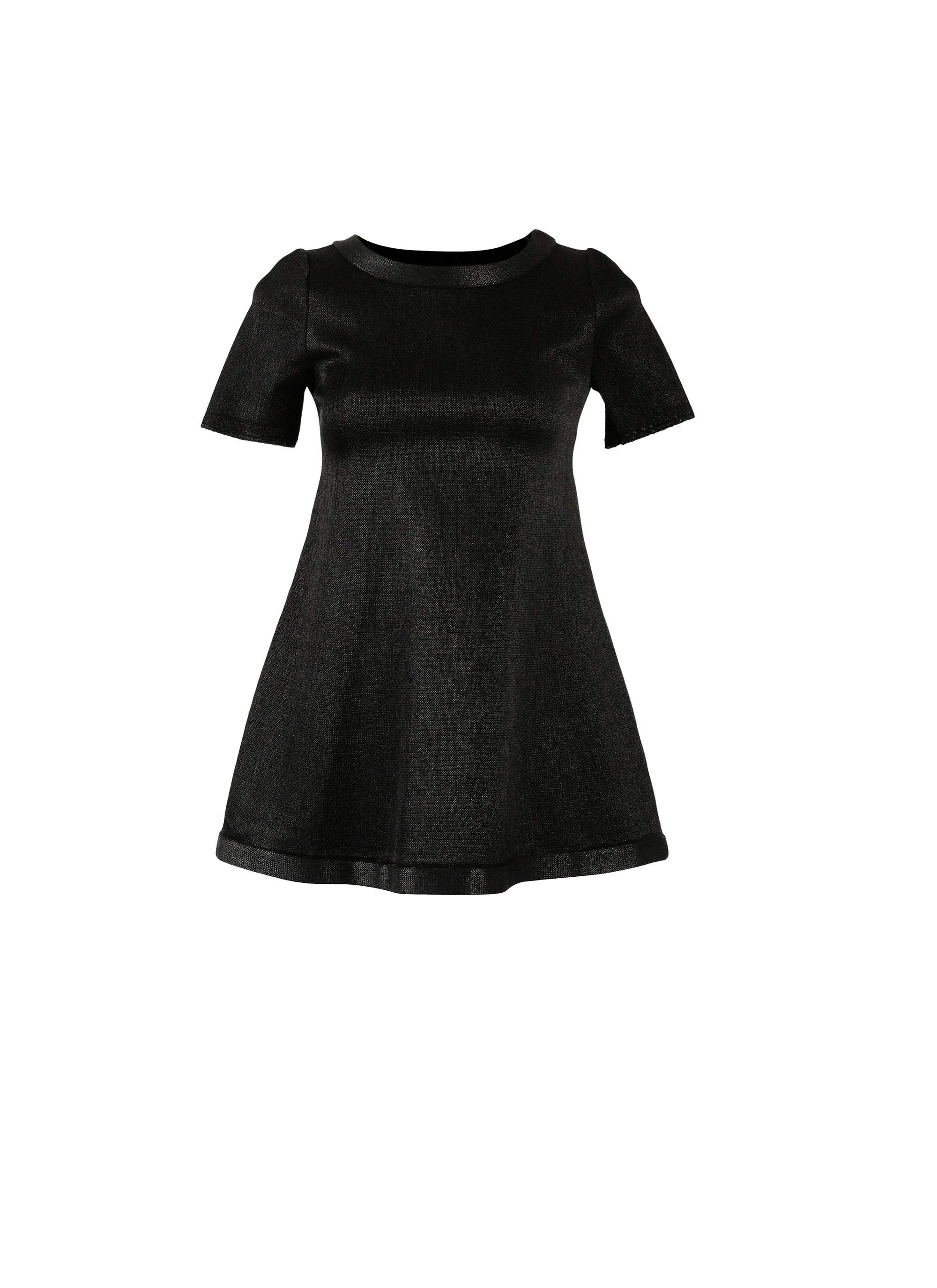 Short-sleeved tunic in raffia - Black intense