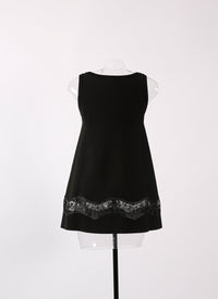 Sleeveless lace tunic - Black intense
