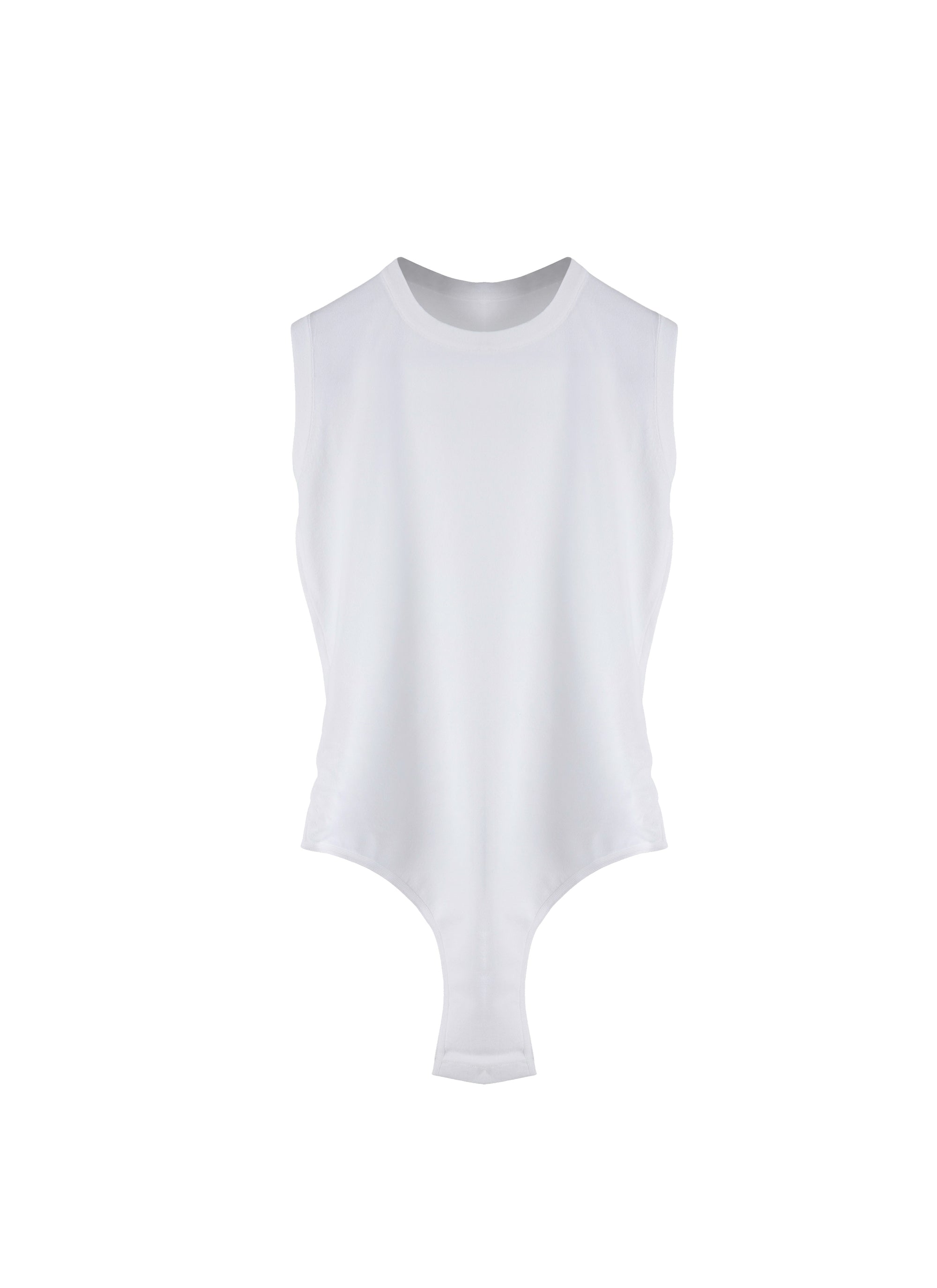 Classic sleeveless round neck bodysuit - White