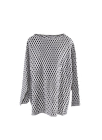 Long-sleeved boat-neck jumper with silk pattern - Black & White