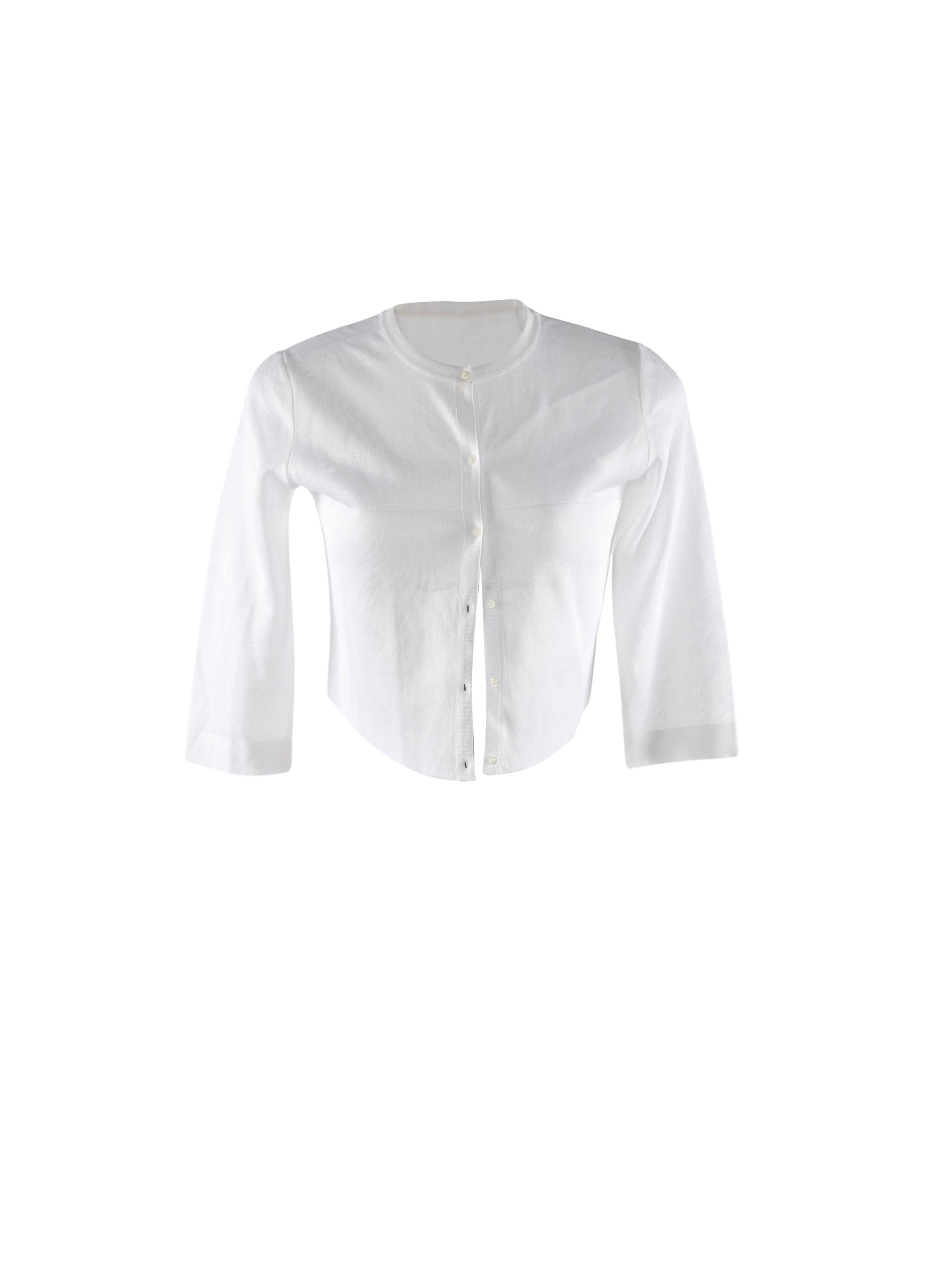 Silk short-sleeved cardigan - White