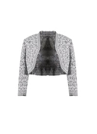 Labyrinth 3/4 sleeve knitted cardigan - White & Black