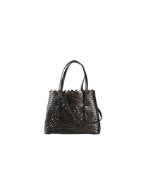 Petit sac Mina ajouré en cuir - Nuit