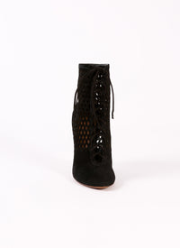 Losange ankle boots in leather - Black intense
