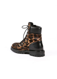 Foal print ankle boots in leather - Brown & Black