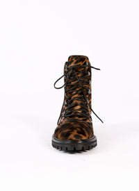 Foal print ankle boots in leather - Brown & Black