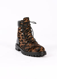 Foal print ankle boots in leather - Brown & Black