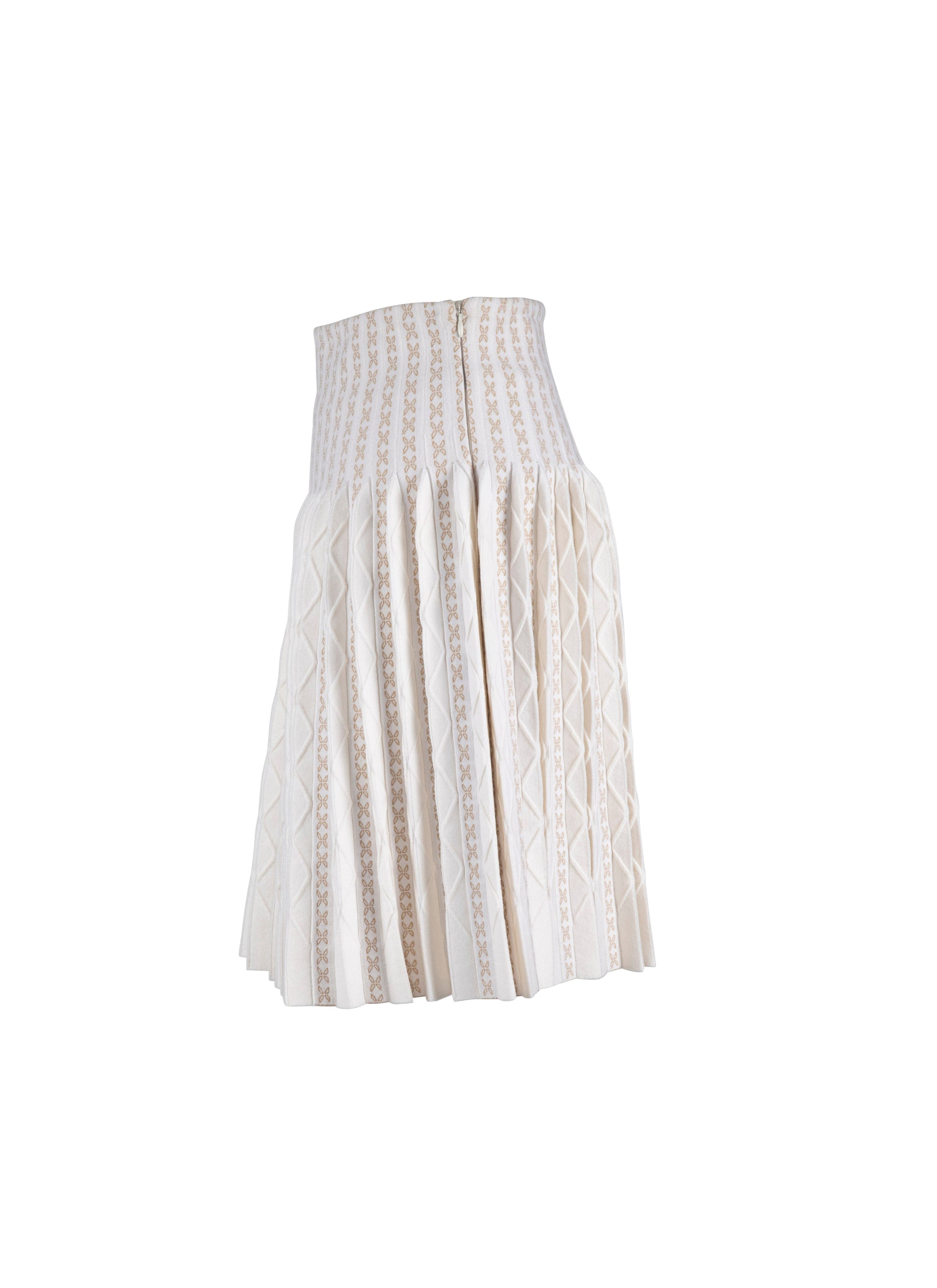 Wool Charmille Skirt - White & Sand