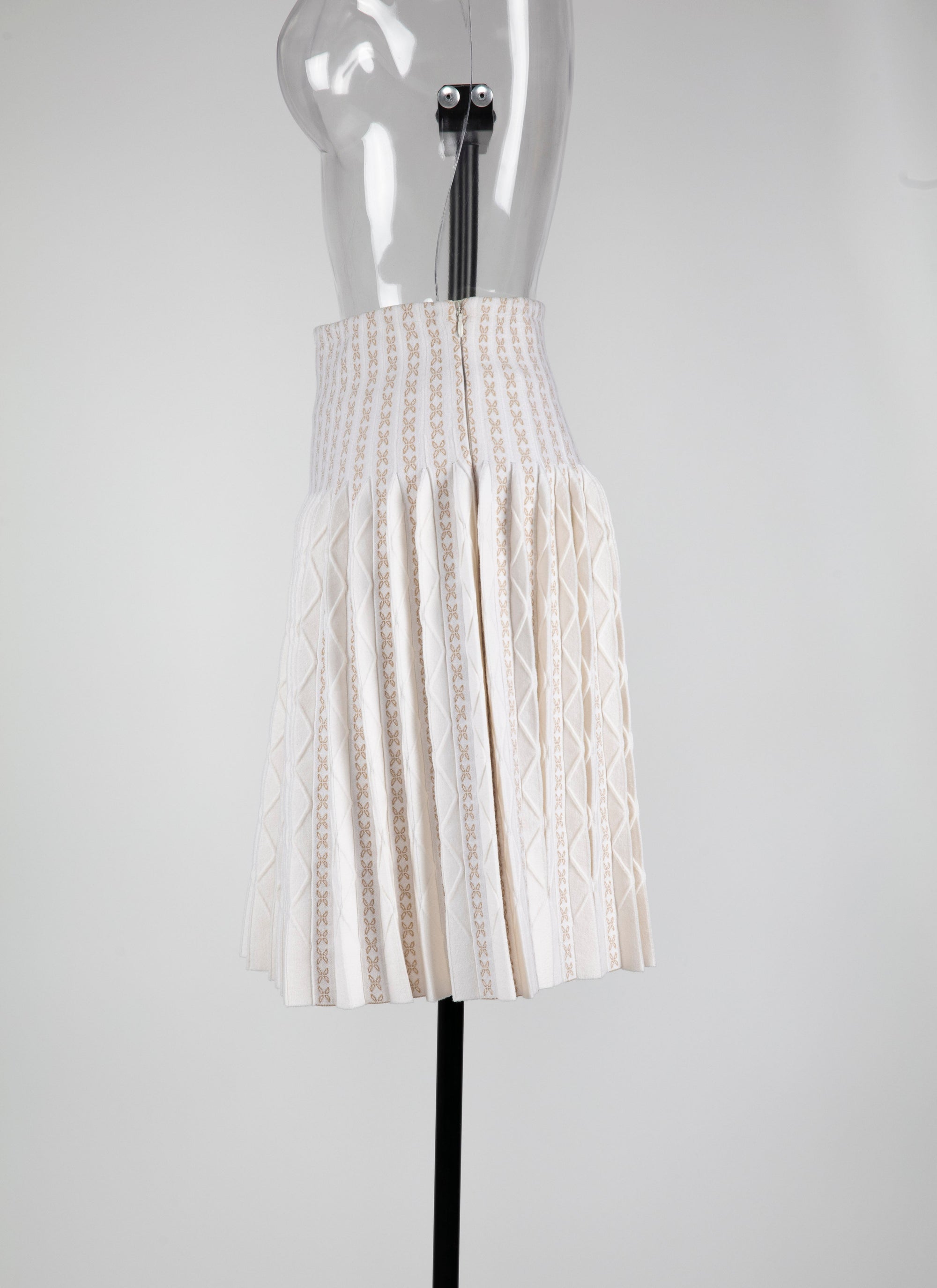 Wool Charmille skirt - White & Sand