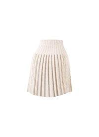 Wool Charmille Skirt - White & Sand