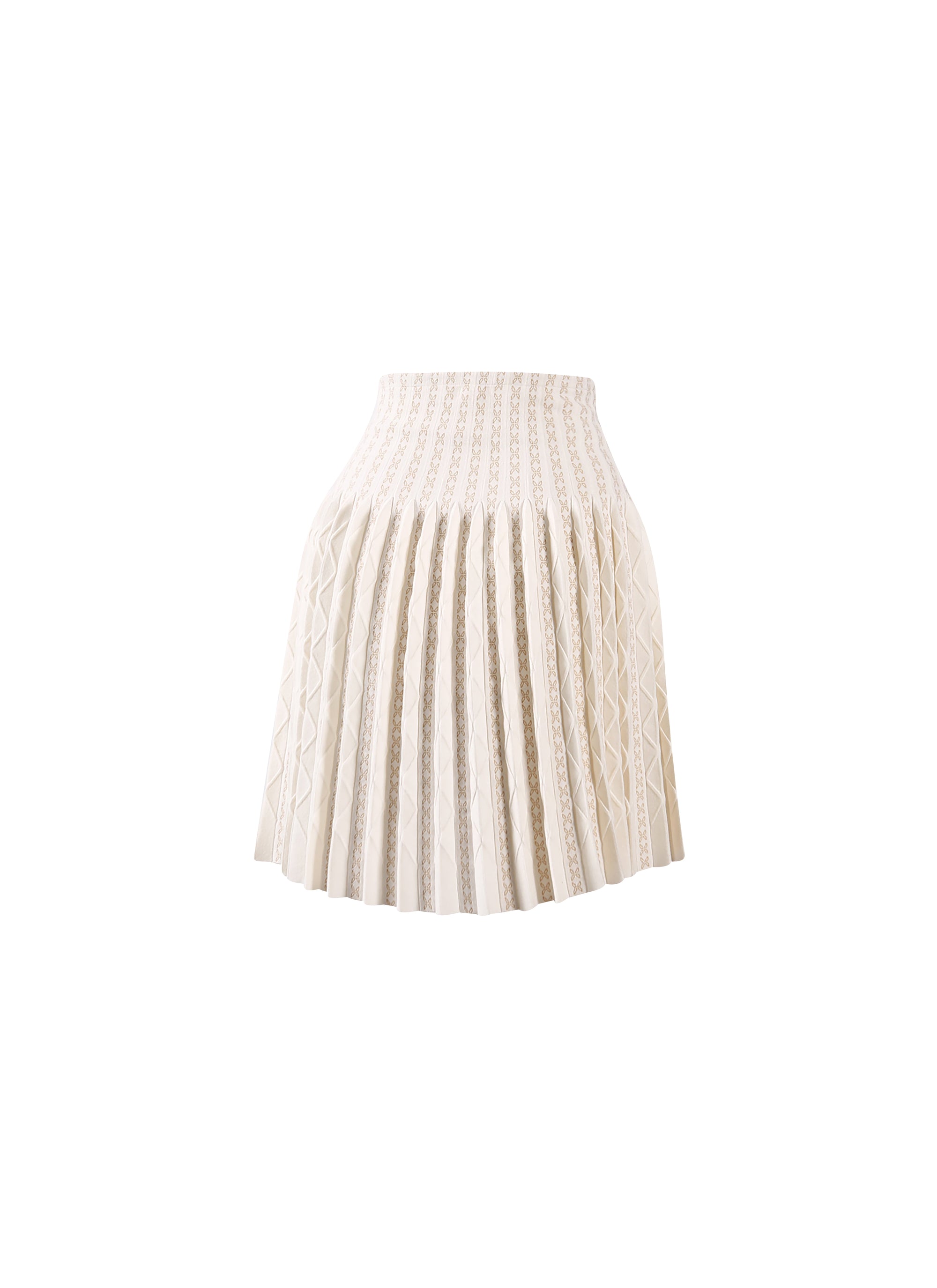 Wool Charmille Skirt - White & Sand
