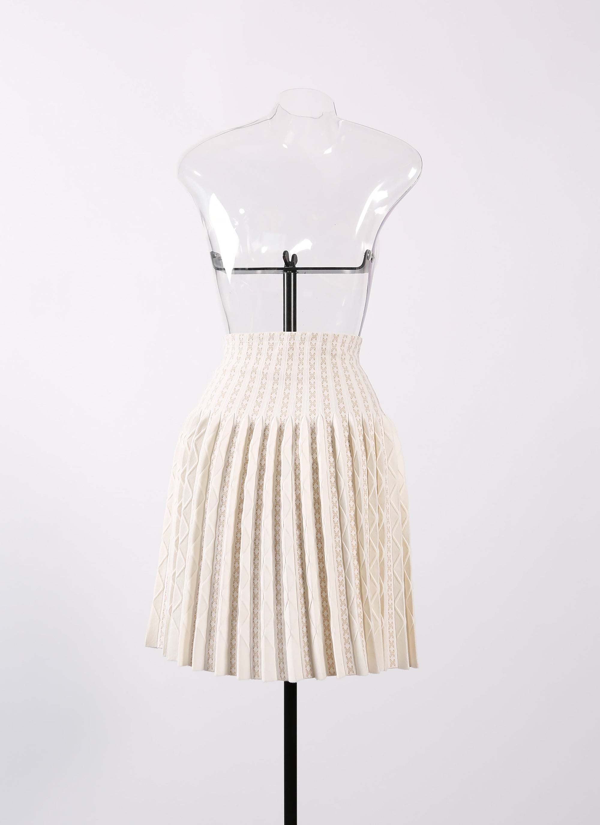 Wool Charmille skirt - White & Sand