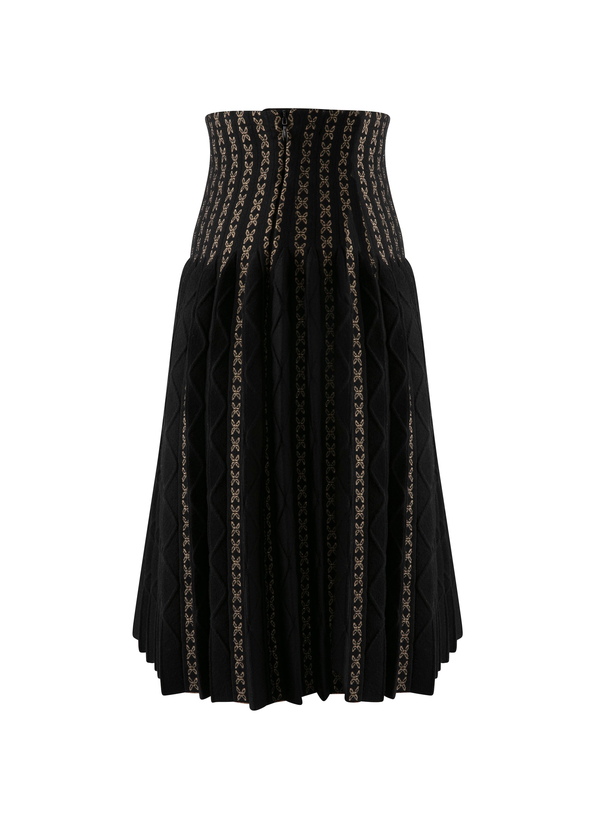 Wool Charmille Skirt - Black & Gold