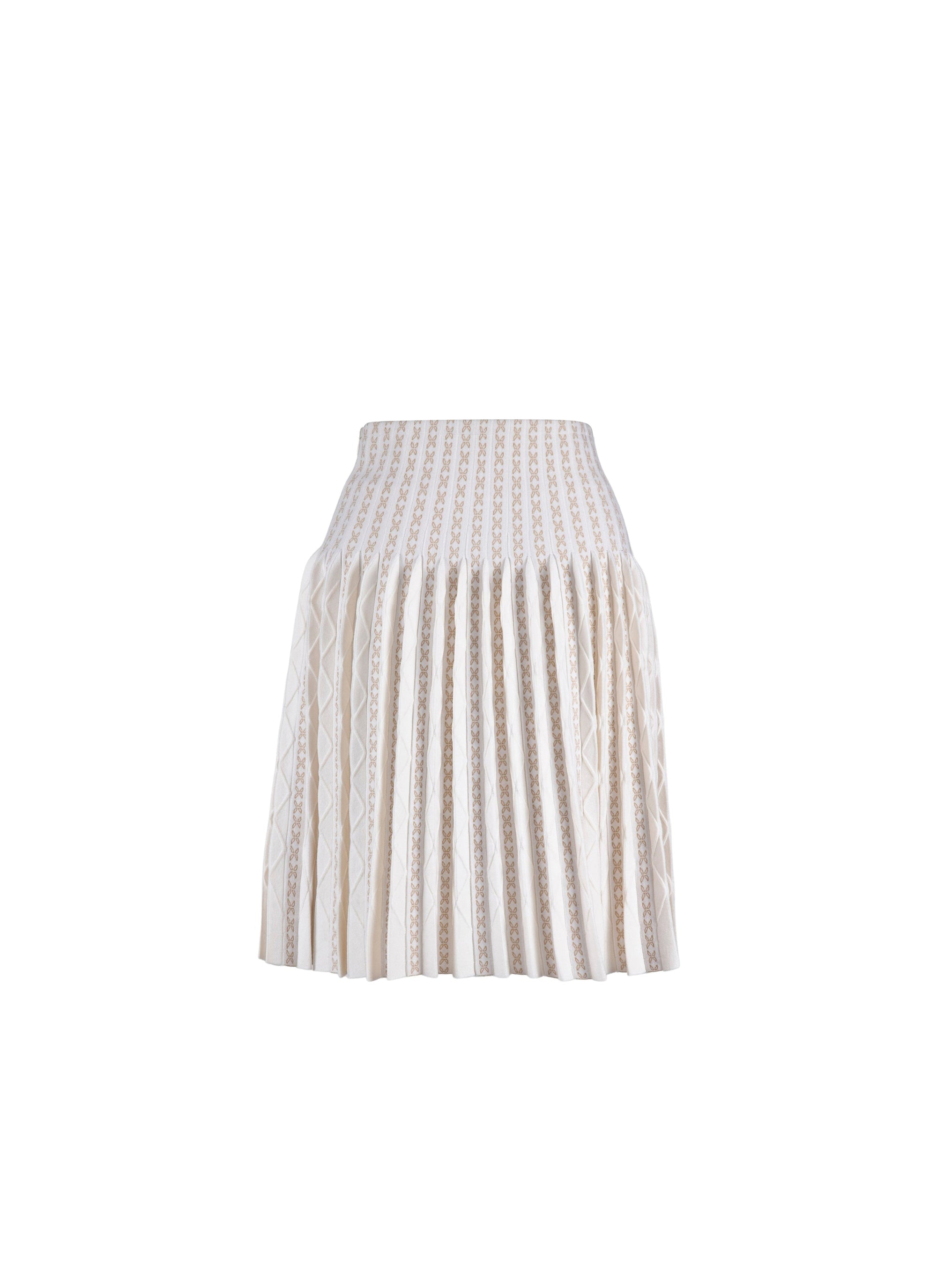 Wool Charmille Skirt - White & Sand