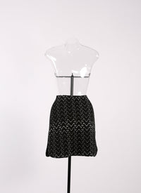 Wool Filigree mini skirt - Black & White