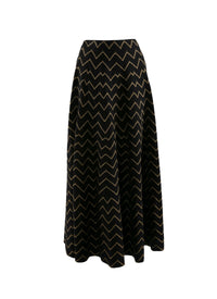 Midi skirt in contrasting wool - Black & Gold