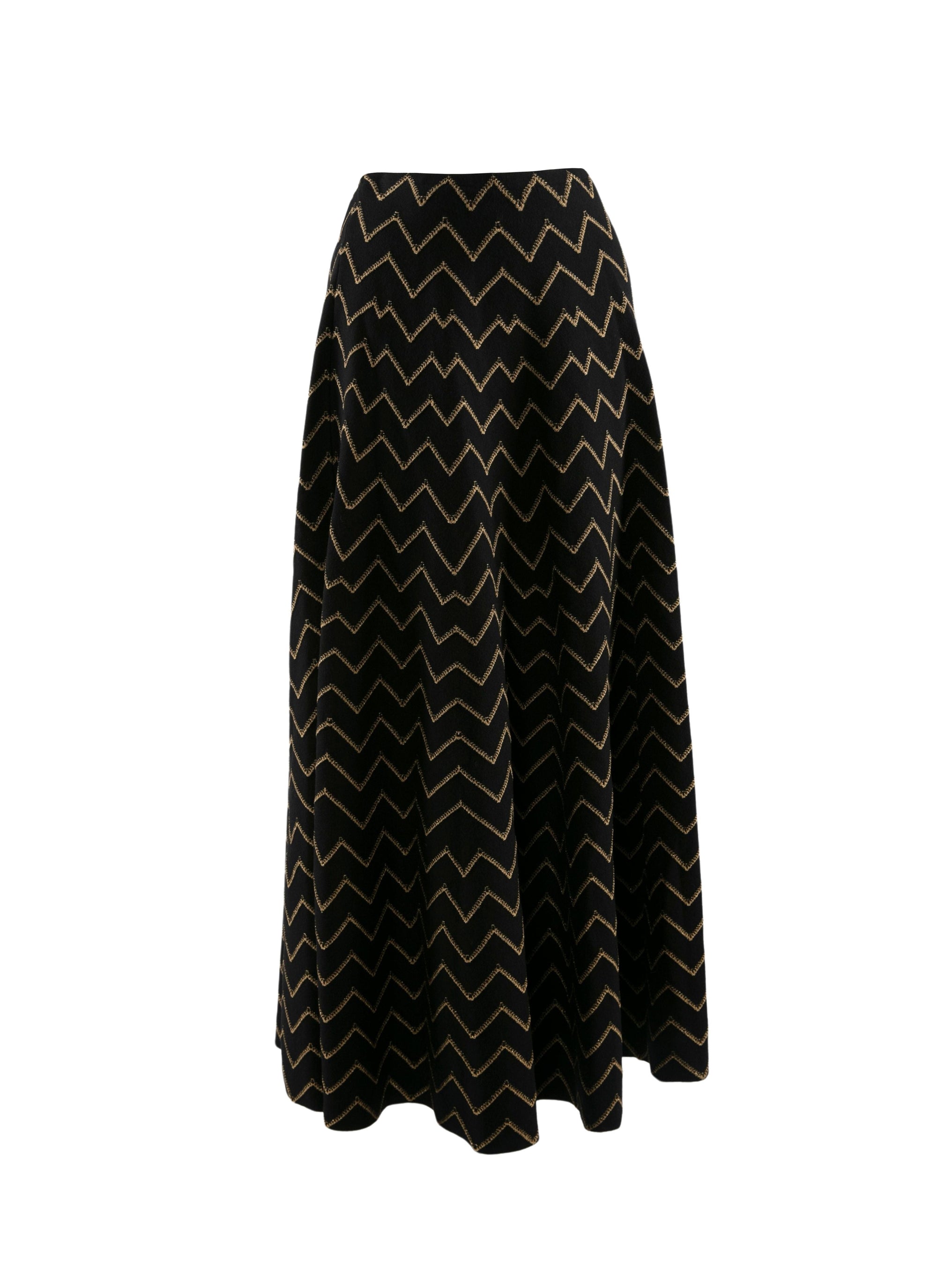 Midi skirt in contrasting wool - Black & Gold