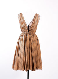 Silk Boa sleeveless dress - Flesh & Black