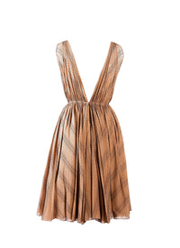 Silk Boa Sleeveless Dress - Flesh & Black