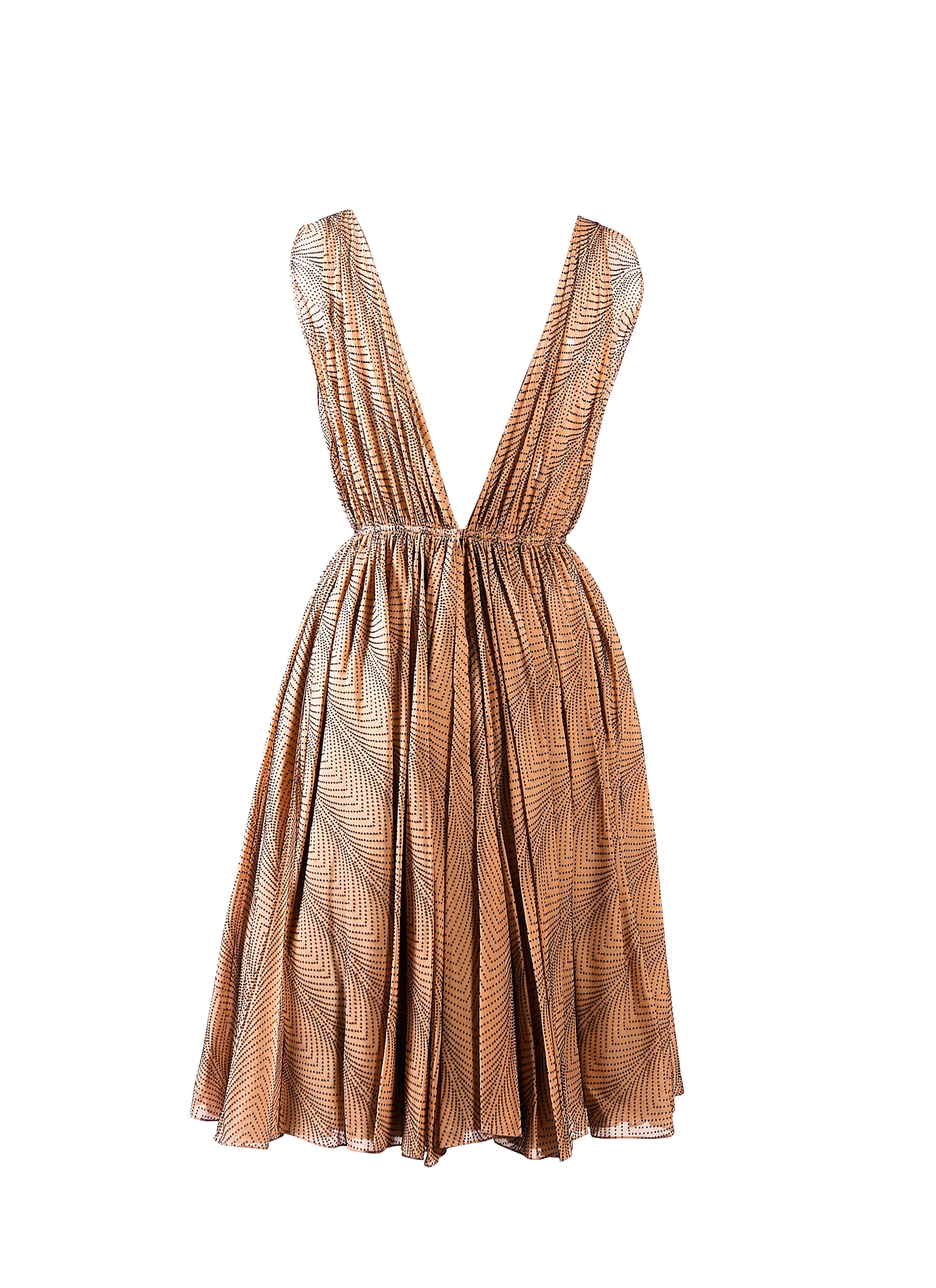 Silk Boa Sleeveless Dress - Flesh & Black