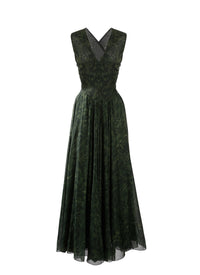 Sleeveless silk floral dress - Fir