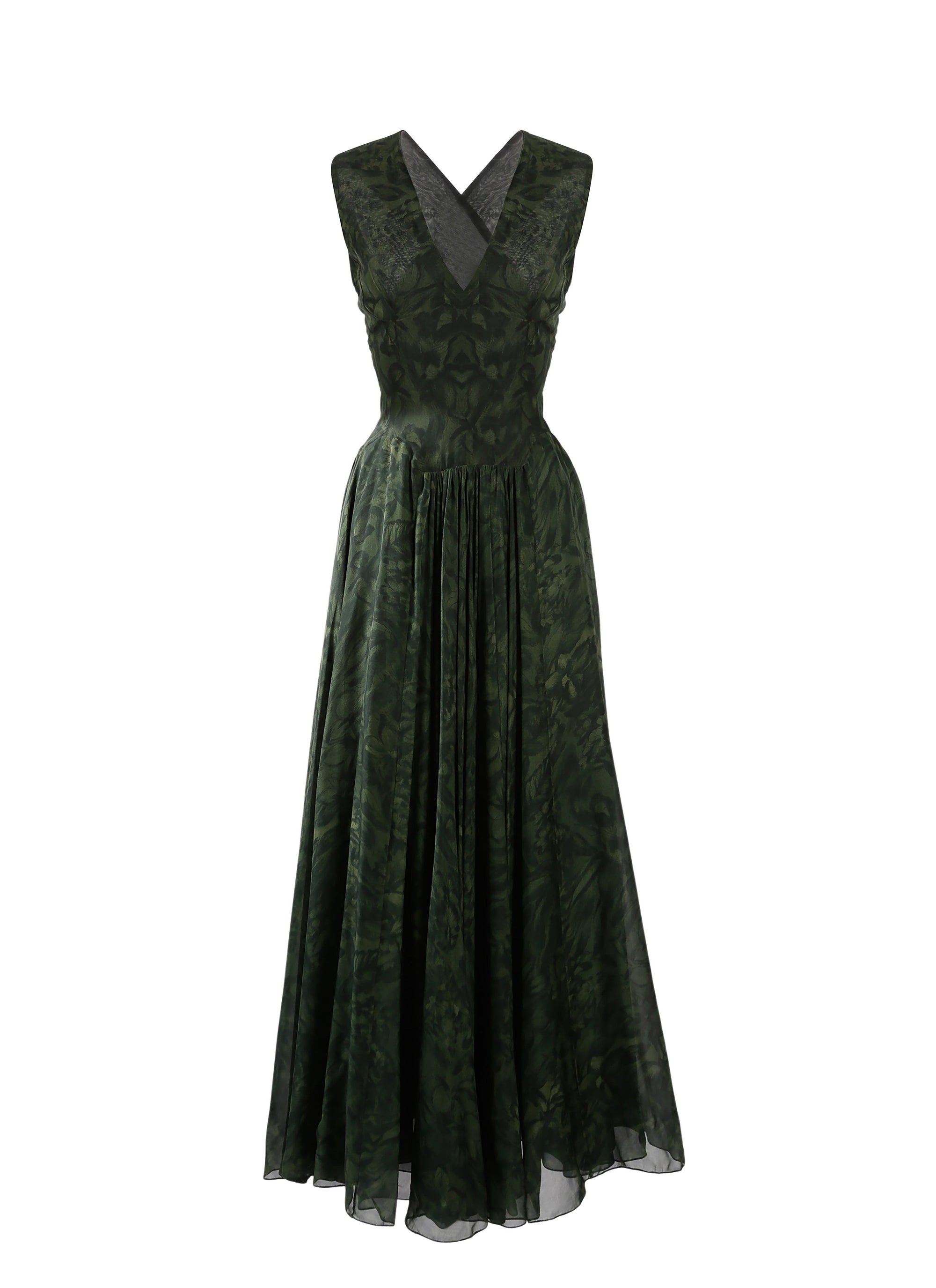 Sleeveless silk floral dress - Fir