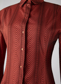Long wool shirt dress - Dark Red