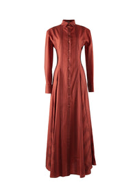 Long wool shirt dress - Dark Red