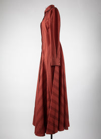 Long wool shirt dress - Dark Red