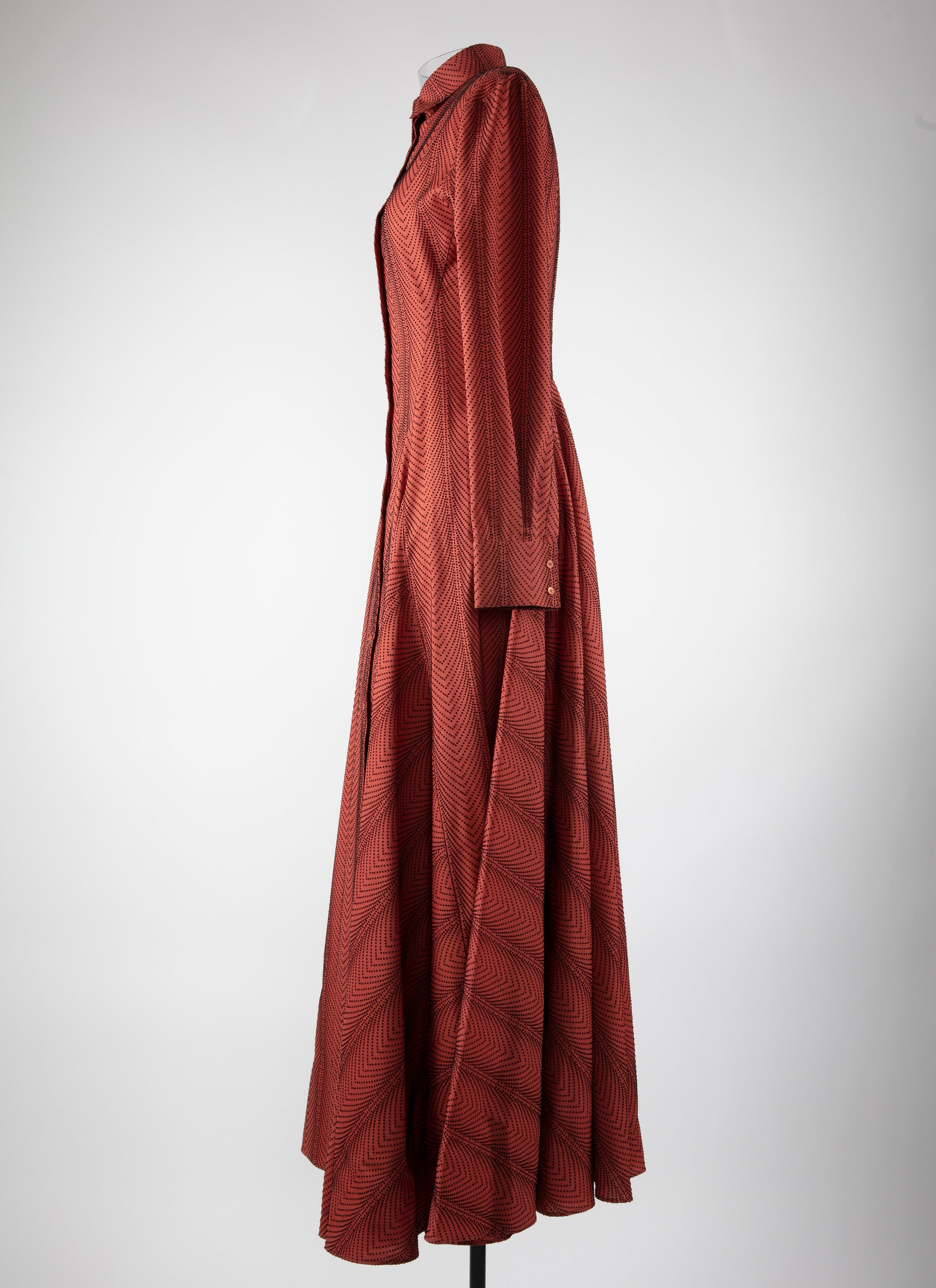 Long wool shirt dress - Dark Red