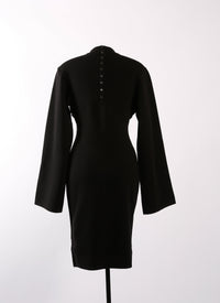 Ingenue long sleeve dress in wool - Black intense