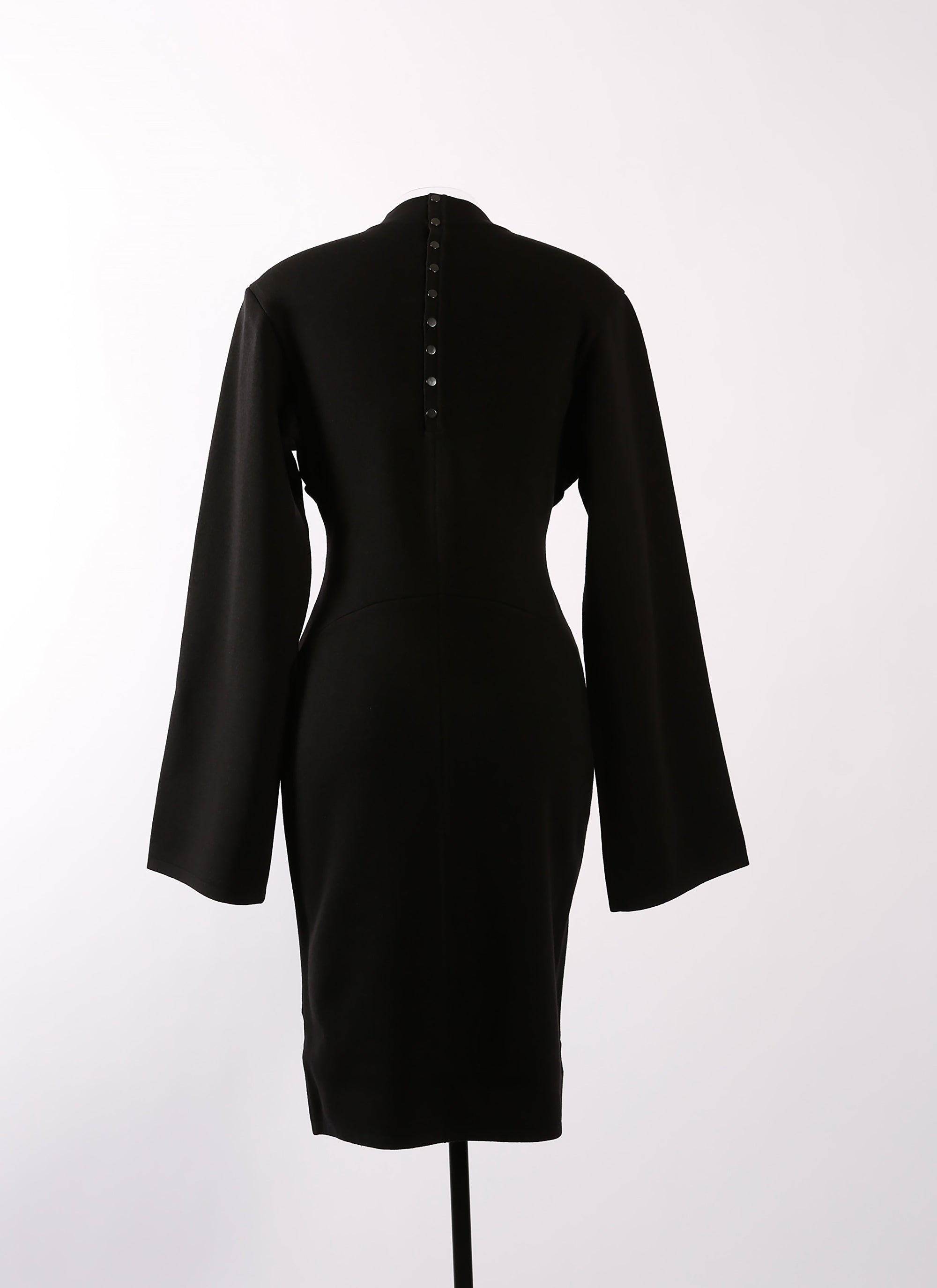 Ingenue long sleeve dress in wool - Black intense