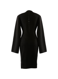 Ingenue long sleeve dress in wool - Black