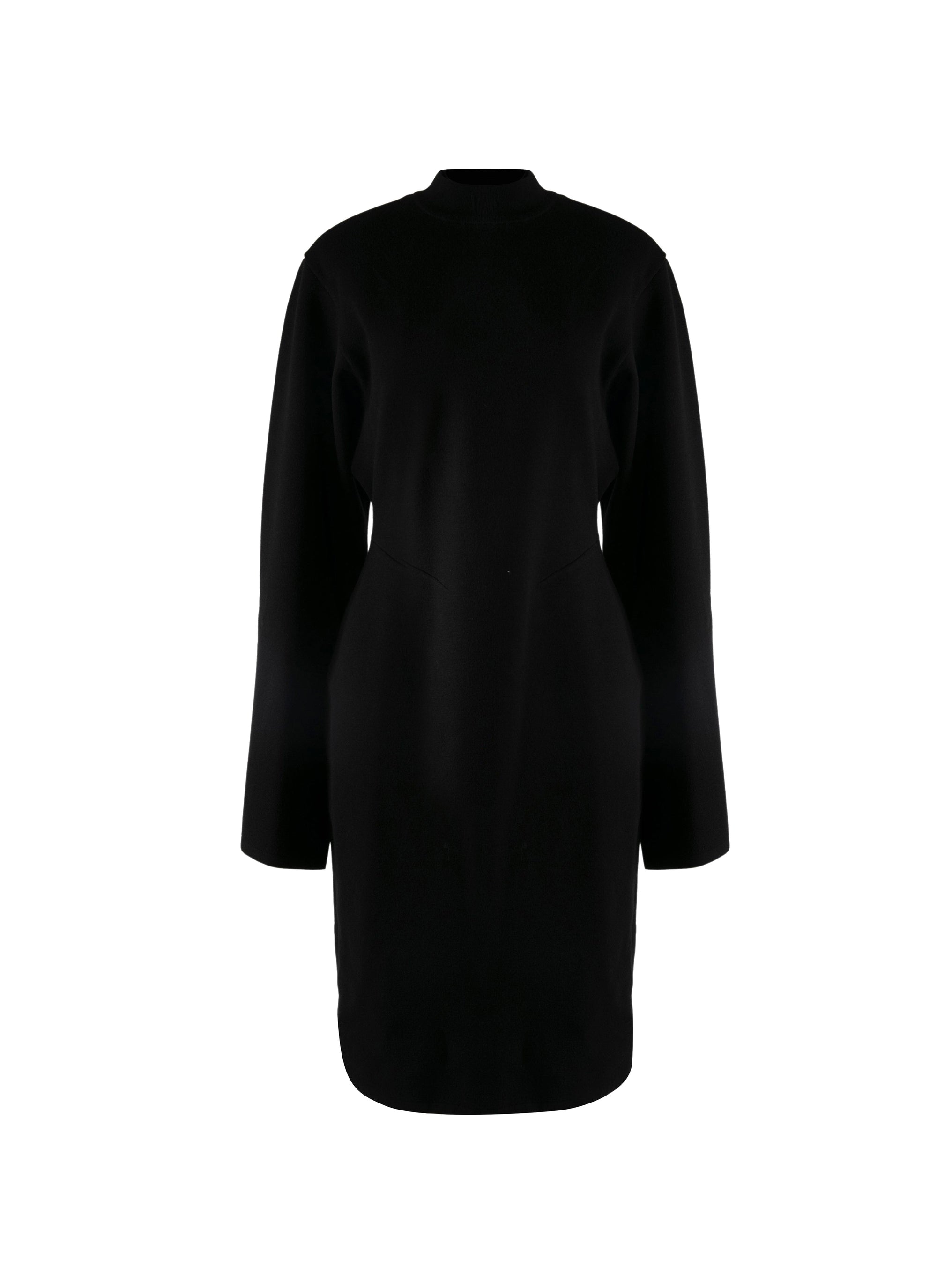 Ingenue long sleeve dress in wool - Black intense