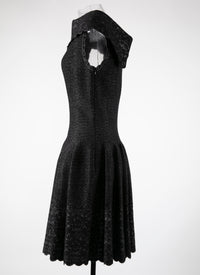 Patio sleeveless mesh dress with closed collar - Black & Silver