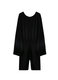 Long-sleeved wool jumpsuit - Black