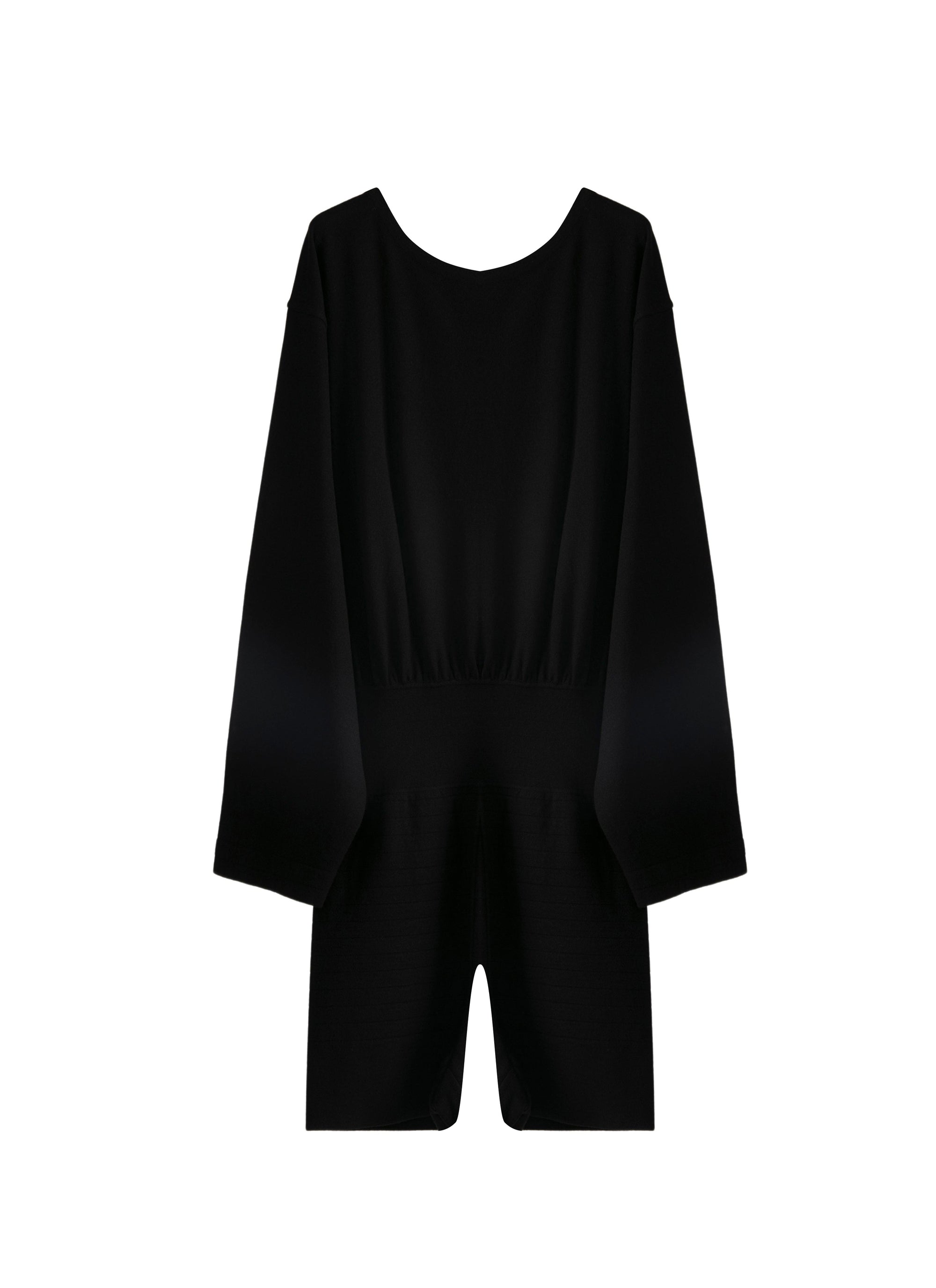 Long-sleeved wool jumpsuit - Black